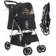 YITAHOME Dog Pushchair Pets Buggy up to 15 kg, Dog Buggy with Mesh Windows & Drink Holder & Storage Basket, Cat Buggy for Small Dogs Cats (Black)