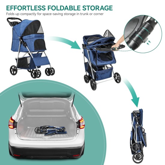 YITAHOME Dog Pushchair Pets Buggy up to 15 kg, Dog Buggy with Mesh Windows & Drink Holder & Storage Basket, Cat Buggy for Small Dogs Cats (Black) YITAHOME Dog Pushchair Pets Buggy up to 15 kg, Dog Buggy with Mesh Windows & Drink Holder & Storage Basket, Cat Buggy for Small Dogs Cats (Black)