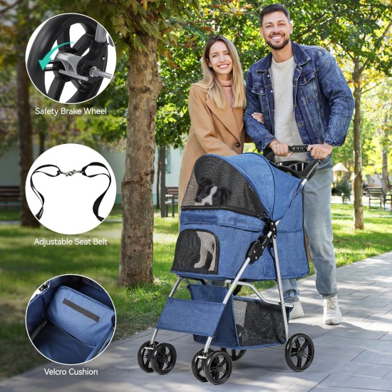 YITAHOME Dog Pushchair Pets Buggy up to 15 kg, Dog Buggy with Mesh Windows & Drink Holder & Storage Basket, Cat Buggy for Small Dogs Cats (Black) YITAHOME Dog Pushchair Pets Buggy up to 15 kg, Dog Buggy with Mesh Windows & Drink Holder & Storage Basket, Cat Buggy for Small Dogs Cats (Black)