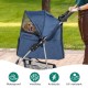 YITAHOME Dog Pushchair Pets Buggy up to 15 kg, Dog Buggy with Mesh Windows & Drink Holder & Storage Basket, Cat Buggy for Small Dogs Cats (Black)