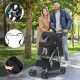 YITAHOME Dog Pushchair Pets Buggy up to 15 kg, Dog Buggy with Mesh Windows & Drink Holder & Storage Basket, Cat Buggy for Small Dogs Cats (Black)