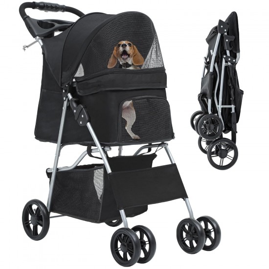 YITAHOME Dog Pushchair Pets Buggy up to 15 kg, Dog Buggy with Mesh Windows & Drink Holder & Storage Basket, Cat Buggy for Dogs Cats (Black) YITAHOME Dog Pushchair Pets Buggy up to 15 kg, Dog Buggy with Mesh Windows & Drink Holder & Storage Basket, Cat Buggy for Dogs Cats (Black)