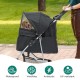 YITAHOME Dog Pushchair Pets Buggy up to 15 kg, Dog Buggy with Mesh Windows & Drink Holder & Storage Basket, Cat Buggy for Small Dogs Cats (Black)