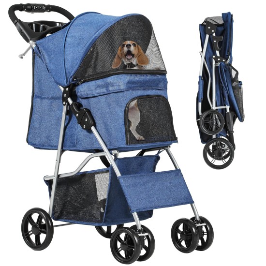 YITAHOME Dog Pushchair Pets Buggy up to 15 kg, Dog Buggy with Mesh Windows & Drink Holder & Storage Basket, Cat Buggy for Small Dogs Cats (Black) YITAHOME Dog Pushchair Pets Buggy up to 15 kg, Dog Buggy with Mesh Windows & Drink Holder & Storage Basket, Cat Buggy for Small Dogs Cats (Black)