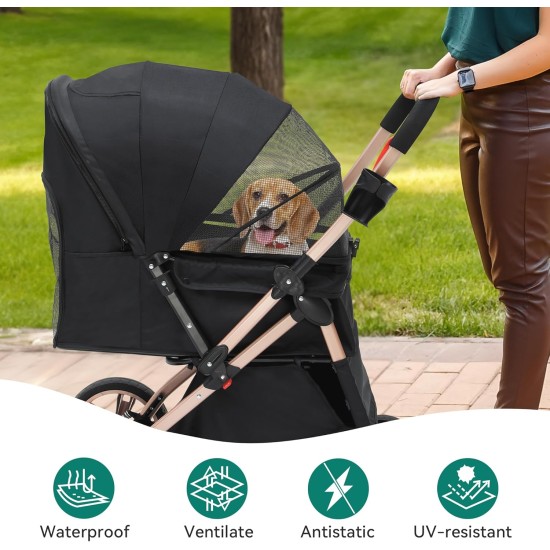YITAHOME Dog Stroller for Medium and Small Dogs, Upgrade Version with Larger Space, Foldable Pet Cart with 360° Rotating Wheels, Cat and Dog Stroller with Storage Compartment (Black) YITAHOME Dog Stroller for Medium and Small Dogs, Upgrade Version with Larger Space, Foldable Pet Cart with 360° Rotating Wheels, Cat and Dog Stroller with Storage Compartment (Black)