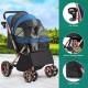 YITAHOME Foldable Dog Stroller for Small Dogs, Pet Stroller with Reversible Handle, Mesh Windows, Cup Holder, 360° Rotating EVA Wheels with Brakes (Beige)