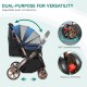 YITAHOME Foldable Dog Stroller for Small Dogs, Pet Stroller with Reversible Handle, Mesh Windows, Cup Holder, 360° Rotating EVA Wheels with Brakes (Beige)
