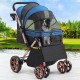 YITAHOME Foldable Dog Stroller for Small Dogs, Pet Stroller with Reversible Handle, Mesh Windows, Cup Holder, 360° Rotating EVA Wheels with Brakes (Beige)