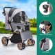 YITAHOME Foldable Dog Stroller for Small Dogs, Pet Stroller with Reversible Handle, Mesh Windows, Cup Holder, 360° Rotating EVA Wheels with Brakes (Beige)