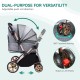 YITAHOME Foldable Dog Stroller for Small Dogs, Pet Stroller with Reversible Handle, Mesh Windows, Cup Holder, 360° Rotating EVA Wheels with Brakes (Beige)