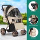 YITAHOME Foldable Dog Stroller for Small Dogs, Pet Stroller with Reversible Handle, Mesh Windows, Cup Holder, 360° Rotating EVA Wheels with Brakes (Beige)