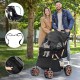YITAHOME Foldable Dog Stroller for Small Dogs, Pet Stroller with Reversible Handle, Mesh Windows, Cup Holder, 360° Rotating EVA Wheels with Brakes (Beige)