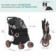 YITAHOME Foldable Dog Stroller for Small Dogs, Pet Stroller with Reversible Handle, Mesh Windows, Cup Holder, 360° Rotating EVA Wheels with Brakes (Beige)