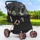 YITAHOME Foldable Dog Stroller for Small Dogs, Pet Stroller with Reversible Handle, Mesh Windows, Cup Holder, 360° Rotating EVA Wheels with Brakes (Beige)