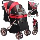 YITAHOME Foldable Dog Stroller for Small Dogs, Pet Stroller with Reversible Handle, Mesh Windows, Cup Holder, 360° Rotating EVA Wheels with Brakes (Beige)