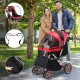 YITAHOME Foldable Dog Stroller for Small Dogs, Pet Stroller with Reversible Handle, Mesh Windows, Cup Holder, 360° Rotating EVA Wheels with Brakes (Beige)