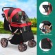 YITAHOME Foldable Dog Stroller for Small Dogs, Pet Stroller with Reversible Handle, Mesh Windows, Cup Holder, 360° Rotating EVA Wheels with Brakes (Beige)