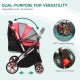YITAHOME Foldable Dog Stroller for Small Dogs, Pet Stroller with Reversible Handle, Mesh Windows, Cup Holder, 360° Rotating EVA Wheels with Brakes (Beige)