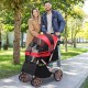 YITAHOME Foldable Dog Stroller for Small Dogs, Pet Stroller with Reversible Handle, Mesh Windows, Cup Holder, 360° Rotating EVA Wheels with Brakes (Beige)