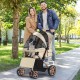 YITAHOME Foldable Dog Stroller for Small Dogs, Pet Stroller with Reversible Handle, Mesh Windows, Cup Holder, 360° Rotating EVA Wheels with Brakes (Beige)