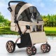YITAHOME Foldable Dog Stroller for Small Dogs, Pet Stroller with Reversible Handle, Mesh Windows, Cup Holder, 360° Rotating EVA Wheels with Brakes (Beige)