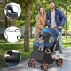 YITAHOME Foldable Dog Stroller for Small Dogs, Pet Stroller with Reversible Handle, Mesh Windows, Cup Holder, 360° Rotating EVA Wheels with Brakes (Beige)
