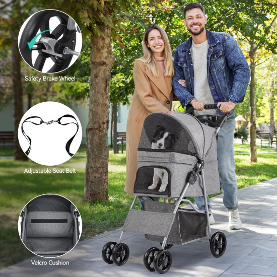 YITAHOME Pet Stroller for Medium Dogs, 4 Wheel Dog Stroller with Storage Basket, Foldable Pet Travel Cart with Cup Holder and Storage Basket (Blue) YITAHOME Pet Stroller for Medium Dogs, 4 Wheel Dog Stroller with Storage Basket, Foldable Pet Travel Cart with Cup Holder and Storage Basket (Blue)