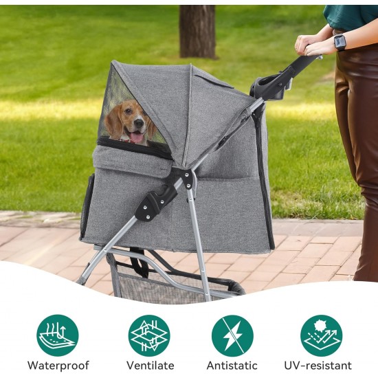 YITAHOME Pet Stroller for Medium Dogs, 4 Wheel Dog Stroller with Storage Basket, Foldable Pet Travel Cart with Cup Holder and Storage Basket (Blue) YITAHOME Pet Stroller for Medium Dogs, 4 Wheel Dog Stroller with Storage Basket, Foldable Pet Travel Cart with Cup Holder and Storage Basket (Blue)
