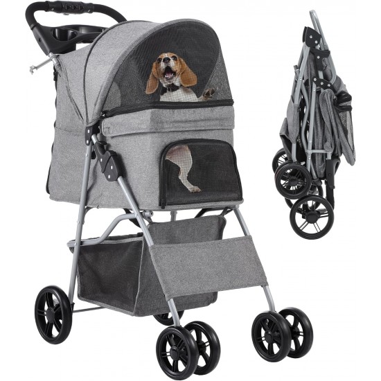 YITAHOME Pet Stroller for Medium Dogs, 4 Wheel Dog Stroller with Storage Basket, Foldable Pet Travel Cart with Cup Holder and Storage Basket (Blue) YITAHOME Pet Stroller for Medium Dogs, 4 Wheel Dog Stroller with Storage Basket, Foldable Pet Travel Cart with Cup Holder and Storage Basket (Blue)