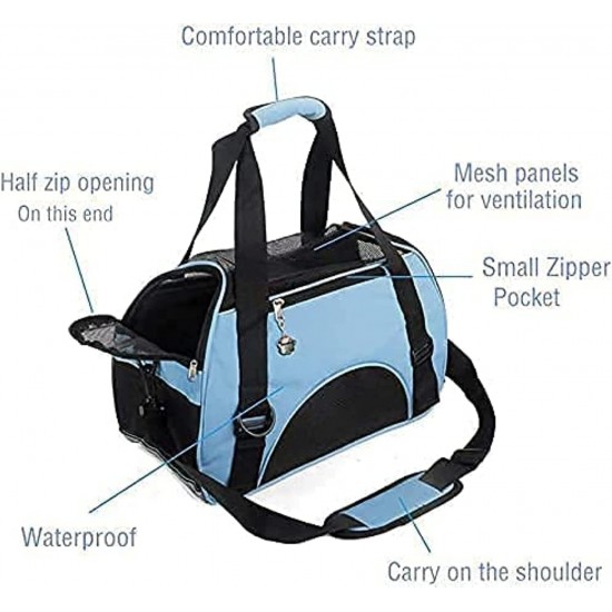 ZaneSun Cat Carrier, Soft-Sided Pet Travel Carrier for Cats, Dogs Puppy Comfort Portable Foldable Pet Bag Airline Approved (Small Blue) ZaneSun Cat Carrier, Soft-Sided Pet Travel Carrier for Cats, Dogs Puppy Comfort Portable Foldable Pet Bag Airline Approved (Small Blue)