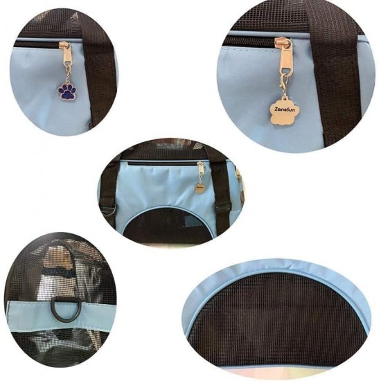 ZaneSun Cat Carrier, Soft-Sided Pet Travel Carrier for Cats, Dogs Puppy Comfort Portable Foldable Pet Bag Airline Approved (Small Blue) ZaneSun Cat Carrier, Soft-Sided Pet Travel Carrier for Cats, Dogs Puppy Comfort Portable Foldable Pet Bag Airline Approved (Small Blue)