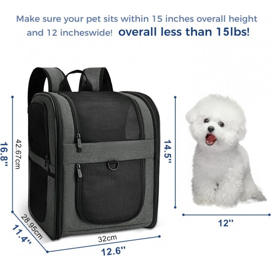 apollo walker Pet Carrier Backpack for Large/Small Cats and Dogs, Puppies, Safety Features and Cushion Back Support | for Travel, Hiking, Outdoor Use (Grey) apollo walker Pet Carrier Backpack for Large/Small Cats and Dogs, Puppies, Safety Features and Cushion Back Support | for Travel, Hiking, Outdoor Use (Grey)