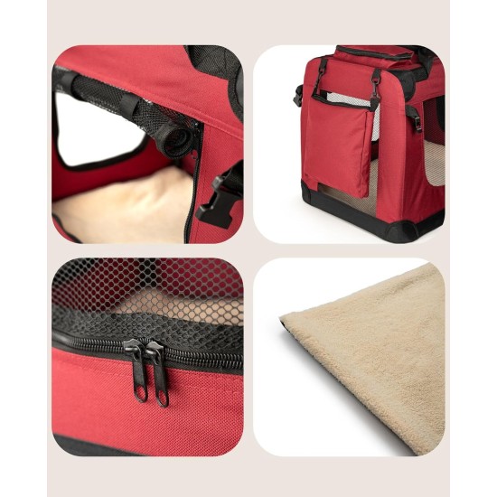 lionto Foldable Dog Transport Box for Travel and Car, 50 x 34 x 36 cm, Sturdy Transport Box, Carry Handles and Blanket for Cats, Dogs up to 10 kg, Robust Fabric Dog Box, Grey lionto Foldable Dog Transport Box for Travel and Car, 50 x 34 x 36 cm, Sturdy Transport Box, Carry Handles and Blanket for Cats, Dogs up to 10 kg, Robust Fabric Dog Box, Grey