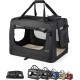 lionto Foldable Dog Transport Box for Travel and Car, 50 x 34 x 36 cm, Sturdy Transport Box, Carry Handles and Blanket for Cats, Dogs up to 10 kg, Robust Fabric Dog Box, Grey lionto Foldable Dog Transport Box for Travel and Car, 50 x 34 x 36 cm, Sturdy Transport Box, Carry Handles and Blanket for Cats, Dogs up to 10 kg, Robust Fabric Dog Box, Grey