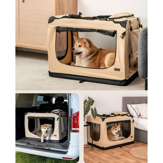 lionto Foldable Dog Transport Box for Travel and Car, 50 x 34 x 36 cm, Sturdy Transport Box, Carry Handles and Blanket for Cats, Dogs up to 10 kg, Robust Fabric Dog Box, Grey lionto Foldable Dog Transport Box for Travel and Car, 50 x 34 x 36 cm, Sturdy Transport Box, Carry Handles and Blanket for Cats, Dogs up to 10 kg, Robust Fabric Dog Box, Grey