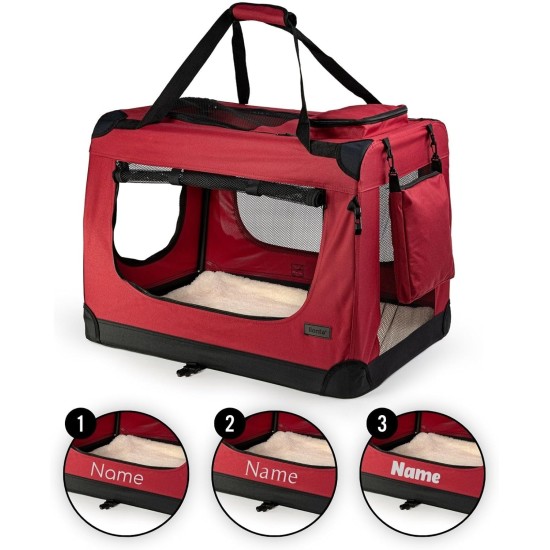 lionto Foldable Dog Transport Box for Travel and Car, 60 x 42 x 44 cm, Sturdy Transport Box, Carry Handles and Blanket for Cats, Dogs up to 12 kg, Robust Fabric Dog Box, Black lionto Foldable Dog Transport Box for Travel and Car, 60 x 42 x 44 cm, Sturdy Transport Box, Carry Handles and Blanket for Cats, Dogs up to 12 kg, Robust Fabric Dog Box, Black