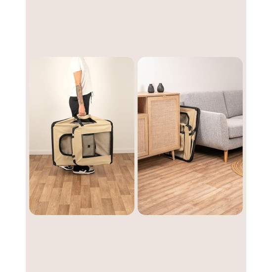 lionto Foldable Dog Transport Box for Travel and Car, 60 x 42 x 44 cm, Sturdy Transport Box, Carry Handles and Blanket for Cats, Dogs up to 12 kg, Robust Fabric Dog Box, Black lionto Foldable Dog Transport Box for Travel and Car, 60 x 42 x 44 cm, Sturdy Transport Box, Carry Handles and Blanket for Cats, Dogs up to 12 kg, Robust Fabric Dog Box, Black