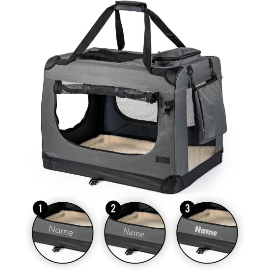 lionto Foldable Dog Transport Box for Travel and Car, 60 x 42 x 44 cm, Sturdy Transport Box, Carry Handles and Blanket for Cats, Dogs up to 12 kg, Robust Fabric Dog Box, Black lionto Foldable Dog Transport Box for Travel and Car, 60 x 42 x 44 cm, Sturdy Transport Box, Carry Handles and Blanket for Cats, Dogs up to 12 kg, Robust Fabric Dog Box, Black