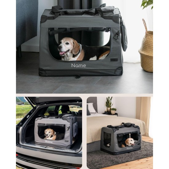 lionto Foldable Dog Transport Box for Travel and Car, 60 x 42 x 44 cm, Sturdy Transport Box, Carry Handles and Blanket for Cats, Dogs up to 12 kg, Robust Fabric Dog Box, Black lionto Foldable Dog Transport Box for Travel and Car, 60 x 42 x 44 cm, Sturdy Transport Box, Carry Handles and Blanket for Cats, Dogs up to 12 kg, Robust Fabric Dog Box, Black