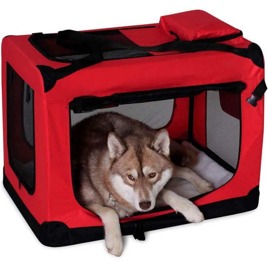 lionto Foldable Dog Transport Box for Travel and Car, 60 x 42 x 44 cm, Sturdy Transport Box, Carry Handles and Blanket for Cats, Dogs up to 12 kg, Robust Fabric Dog Box, Black lionto Foldable Dog Transport Box for Travel and Car, 60 x 42 x 44 cm, Sturdy Transport Box, Carry Handles and Blanket for Cats, Dogs up to 12 kg, Robust Fabric Dog Box, Black