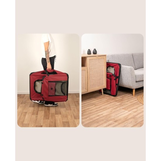 lionto Foldable Dog Transport Box for Travel and Car, 60 x 42 x 44 cm, Sturdy Transport Box, Carry Handles and Blanket for Cats, Dogs up to 12 kg, Robust Fabric Dog Box, Black lionto Foldable Dog Transport Box for Travel and Car, 60 x 42 x 44 cm, Sturdy Transport Box, Carry Handles and Blanket for Cats, Dogs up to 12 kg, Robust Fabric Dog Box, Black