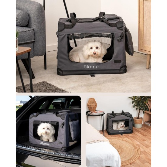 lionto Foldable Dog Transport Box for Travel and Car, 60 x 42 x 44 cm, Sturdy Transport Box, Carry Handles and Blanket for Cats, Dogs up to 12 kg, Robust Fabric Dog Box, Black lionto Foldable Dog Transport Box for Travel and Car, 60 x 42 x 44 cm, Sturdy Transport Box, Carry Handles and Blanket for Cats, Dogs up to 12 kg, Robust Fabric Dog Box, Black
