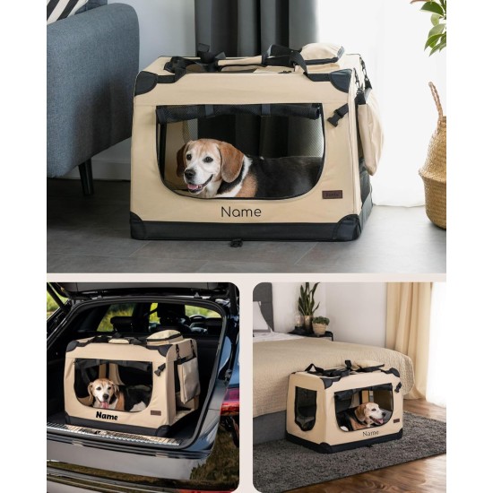 lionto Foldable Dog Transport Box for Travel and Car, 60 x 42 x 44 cm, Sturdy Transport Box, Carry Handles and Blanket for Cats, Dogs up to 12 kg, Robust Fabric Dog Box, Black lionto Foldable Dog Transport Box for Travel and Car, 60 x 42 x 44 cm, Sturdy Transport Box, Carry Handles and Blanket for Cats, Dogs up to 12 kg, Robust Fabric Dog Box, Black