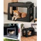 lionto Foldable Dog Transport Box for Travel and Car, 60 x 42 x 44 cm, Sturdy Transport Box, Carry Handles and Blanket for Cats, Dogs up to 12 kg, Robust Fabric Dog Box, Black lionto Foldable Dog Transport Box for Travel and Car, 60 x 42 x 44 cm, Sturdy Transport Box, Carry Handles and Blanket for Cats, Dogs up to 12 kg, Robust Fabric Dog Box, Black