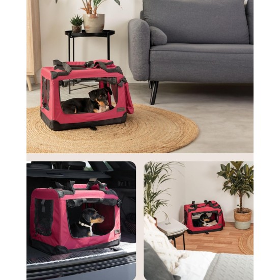 lionto Foldable Dog Transport Box for Travel and Car, 60 x 42 x 44 cm, Sturdy Transport Box, Carry Handles and Blanket for Cats, Dogs up to 12 kg, Robust Fabric Dog Box, Black lionto Foldable Dog Transport Box for Travel and Car, 60 x 42 x 44 cm, Sturdy Transport Box, Carry Handles and Blanket for Cats, Dogs up to 12 kg, Robust Fabric Dog Box, Black
