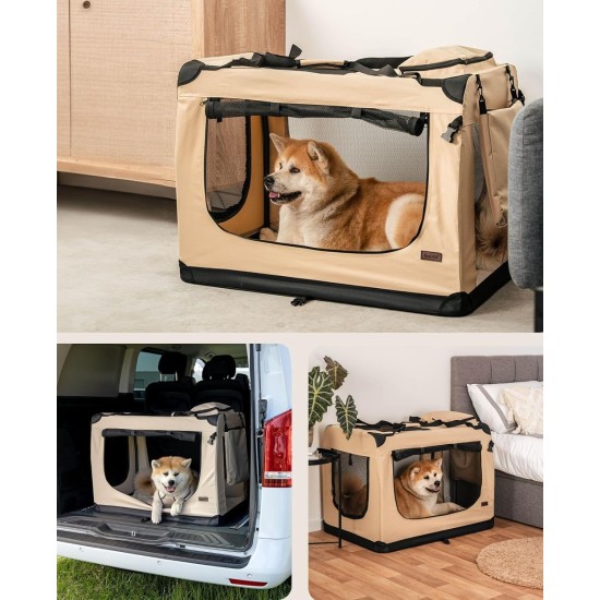 lionto Foldable Dog Transport Box for Travel and Car, 60 x 42 x 44 cm, Sturdy Transport Box, Carry Handles and Blanket for Cats, Dogs up to 12 kg, Robust Fabric Dog Box, Black lionto Foldable Dog Transport Box for Travel and Car, 60 x 42 x 44 cm, Sturdy Transport Box, Carry Handles and Blanket for Cats, Dogs up to 12 kg, Robust Fabric Dog Box, Black