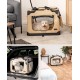 lionto Foldable Dog Transport Box for Travel and Car, 60 x 42 x 44 cm, Sturdy Transport Box, Carry Handles and Blanket for Cats, Dogs up to 12 kg, Robust Fabric Dog Box, Black lionto Foldable Dog Transport Box for Travel and Car, 60 x 42 x 44 cm, Sturdy Transport Box, Carry Handles and Blanket for Cats, Dogs up to 12 kg, Robust Fabric Dog Box, Black
