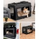 lionto Foldable Dog Transport Box for Travel and Car, 60 x 42 x 44 cm, Sturdy Transport Box, Carry Handles and Blanket for Cats, Dogs up to 12 kg, Robust Fabric Dog Box, Black lionto Foldable Dog Transport Box for Travel and Car, 60 x 42 x 44 cm, Sturdy Transport Box, Carry Handles and Blanket for Cats, Dogs up to 12 kg, Robust Fabric Dog Box, Black