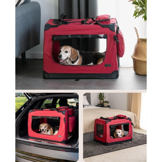 lionto Foldable Dog Transport Box for Travel and Car, 60 x 42 x 44 cm, Sturdy Transport Box, Carry Handles and Blanket for Cats, Dogs up to 12 kg, Robust Fabric Dog Box, Black lionto Foldable Dog Transport Box for Travel and Car, 60 x 42 x 44 cm, Sturdy Transport Box, Carry Handles and Blanket for Cats, Dogs up to 12 kg, Robust Fabric Dog Box, Black