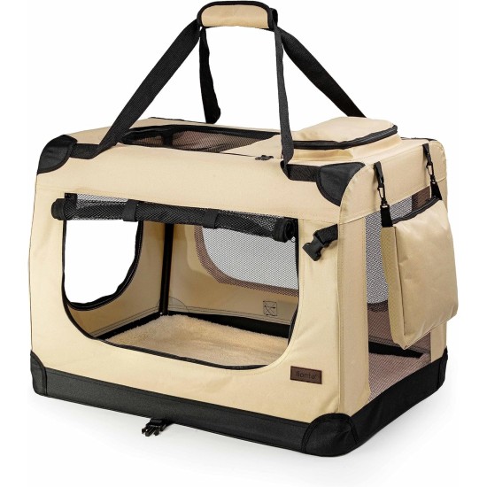 lionto Foldable Dog Transport Box for Travel and Car, 60 x 42 x 44 cm, Sturdy Transport Box, Carry Handles and Blanket for Cats, Dogs up to 12 kg, Robust Fabric Dog Box, Black lionto Foldable Dog Transport Box for Travel and Car, 60 x 42 x 44 cm, Sturdy Transport Box, Carry Handles and Blanket for Cats, Dogs up to 12 kg, Robust Fabric Dog Box, Black